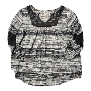 Como Vintage Sheer Lightweight Black And White Blouse Size M